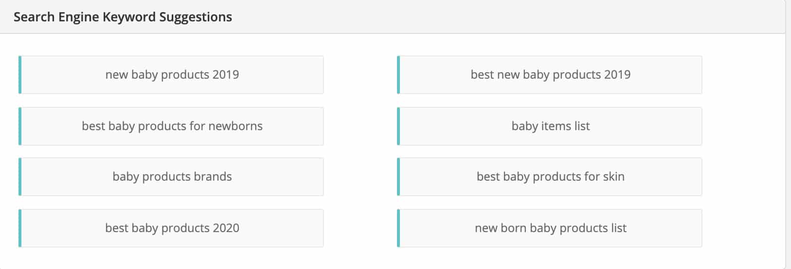 baby products niche related keywords