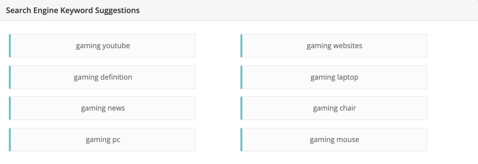 gaming niche related keywords