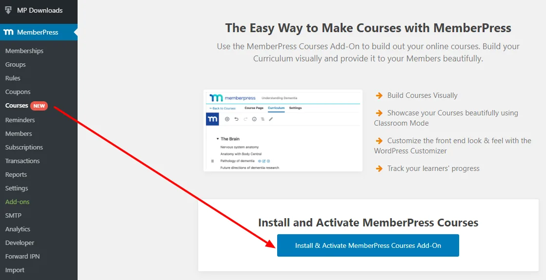 activating memberpress plugin in wordpress