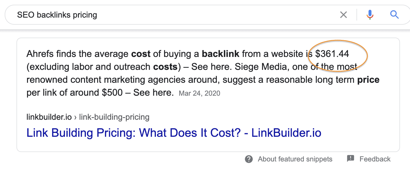 SEO: link building google price