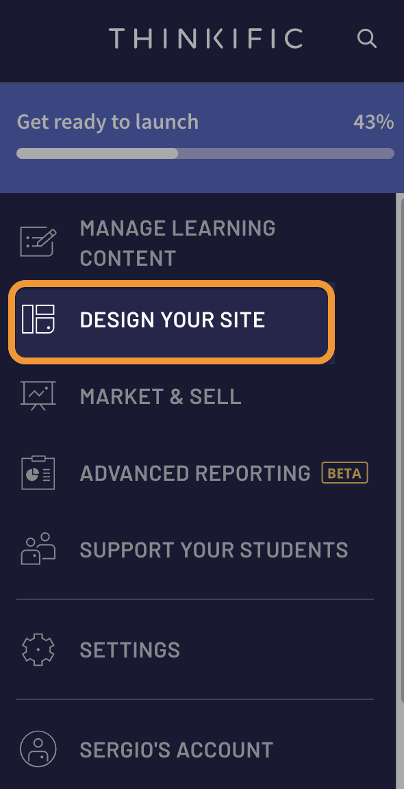 design your site menu