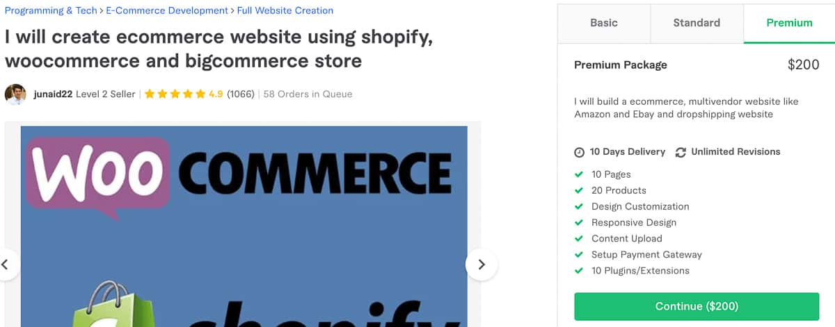 ecommerce fiverr price