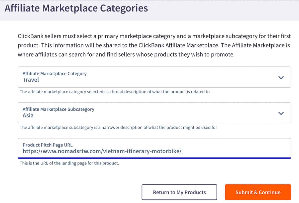 affiliate marketplace categories