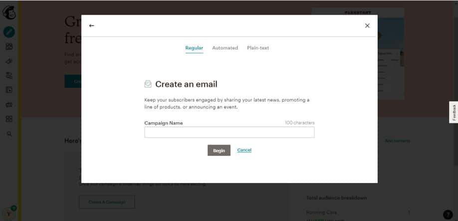 creating an email with Maiilchimp