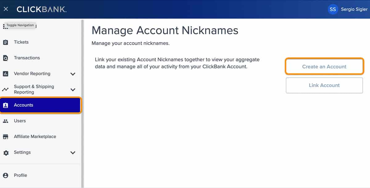 create vendor account