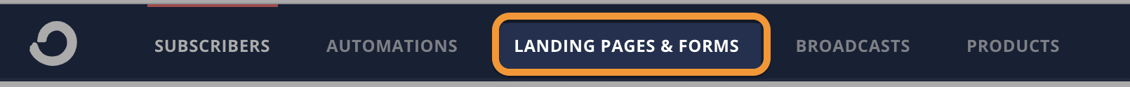 landing pages top menu