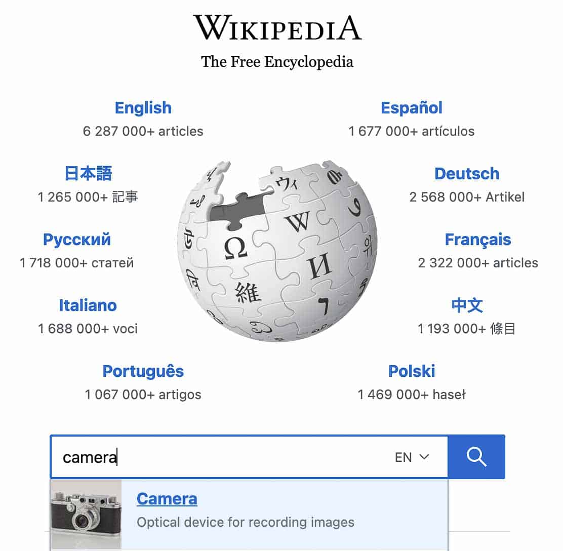 camera in wikipedia