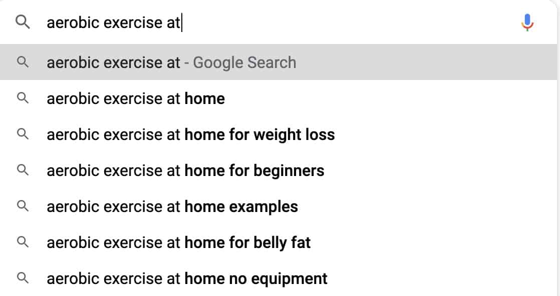 google suggest fitness