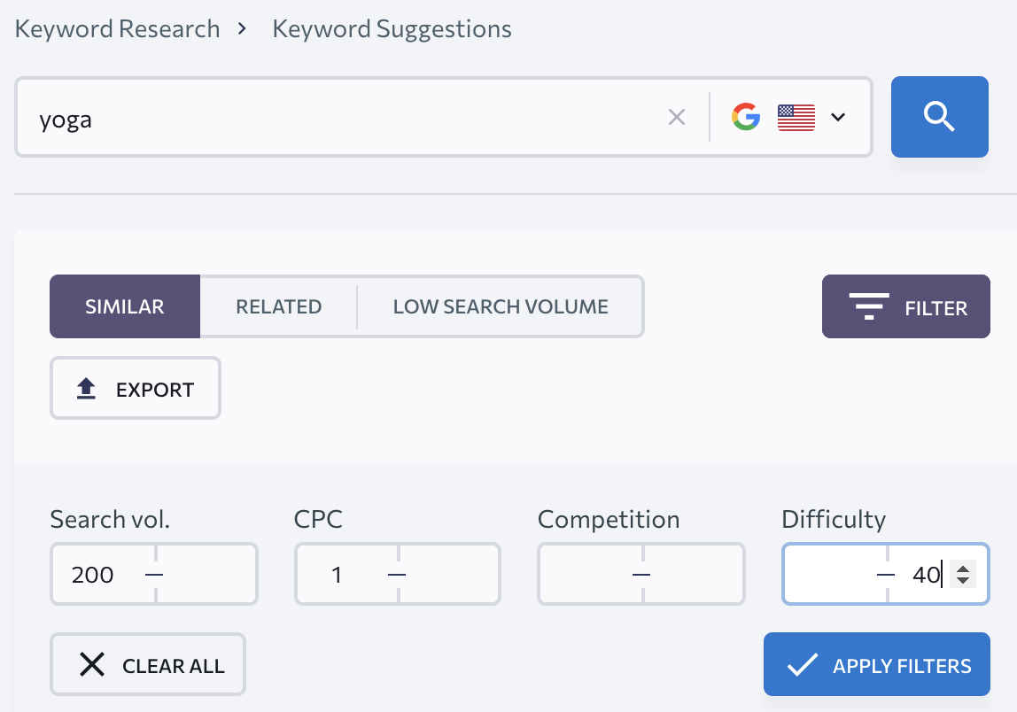 keyword suggestions