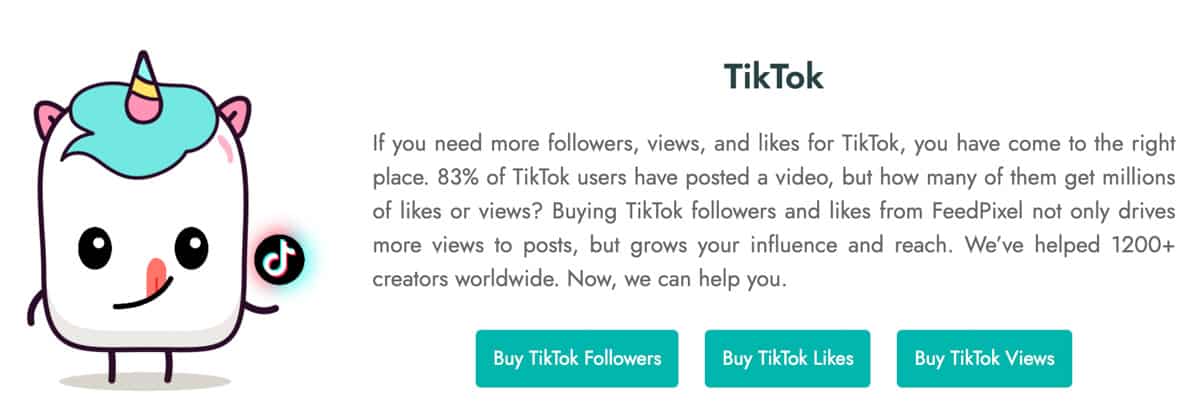 Feedpixel service for TikTok