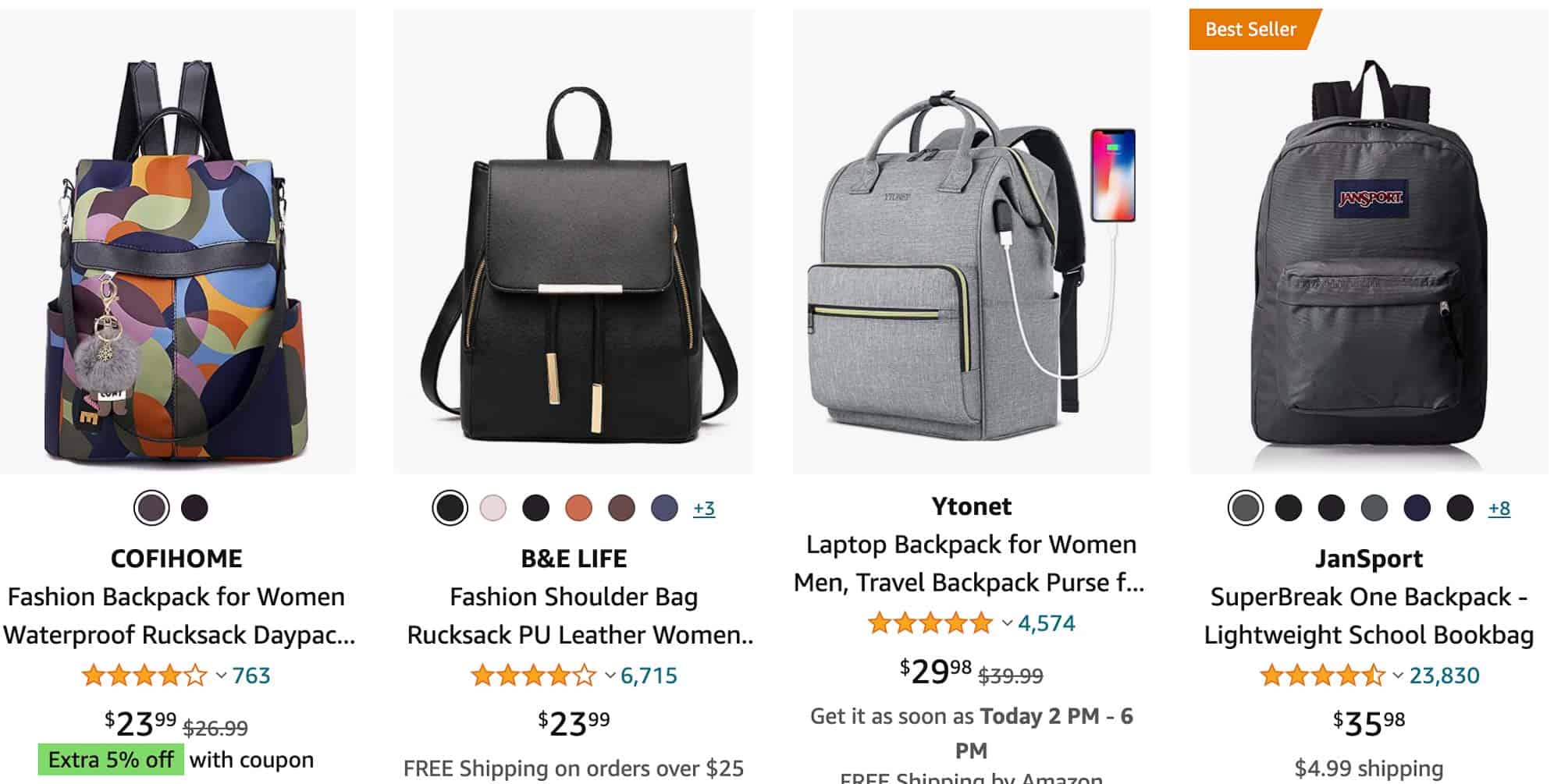 womens backpack products