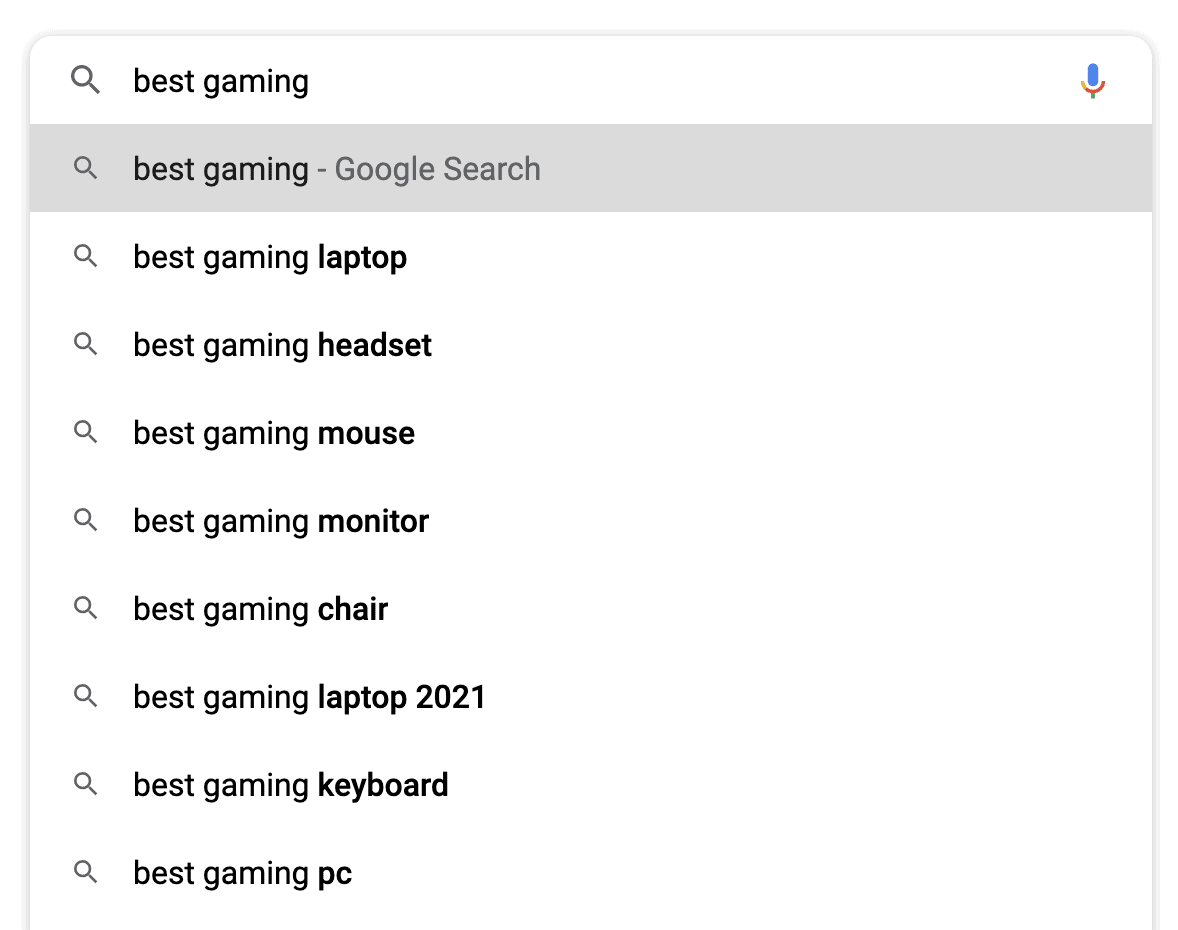 gaming autocomplete