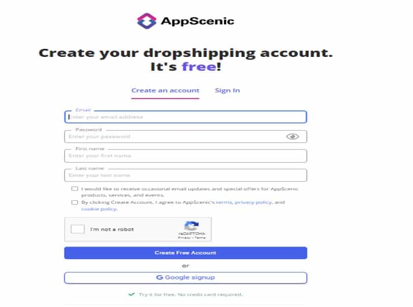creating a dropshipping store in Appscenic