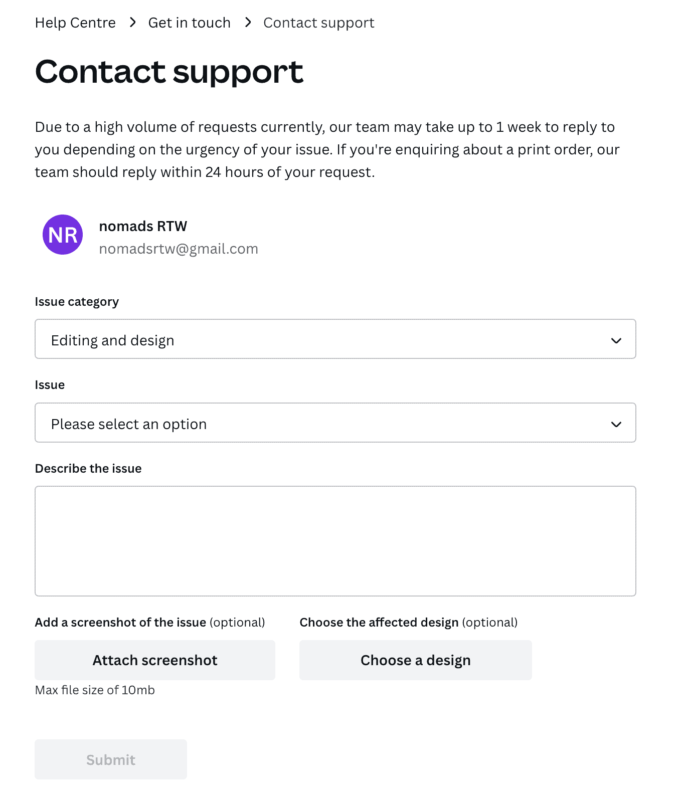 Canva support