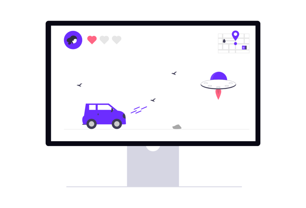Illustration of a retro video game on a screen, for the gaming niche report