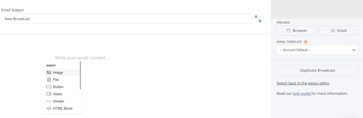 email designer in Convertkit