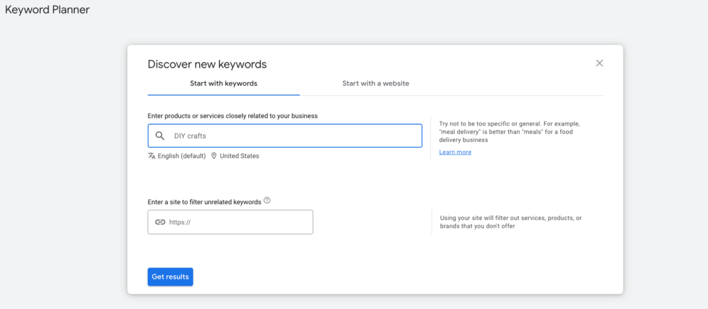 Enter Your Initial Keyword