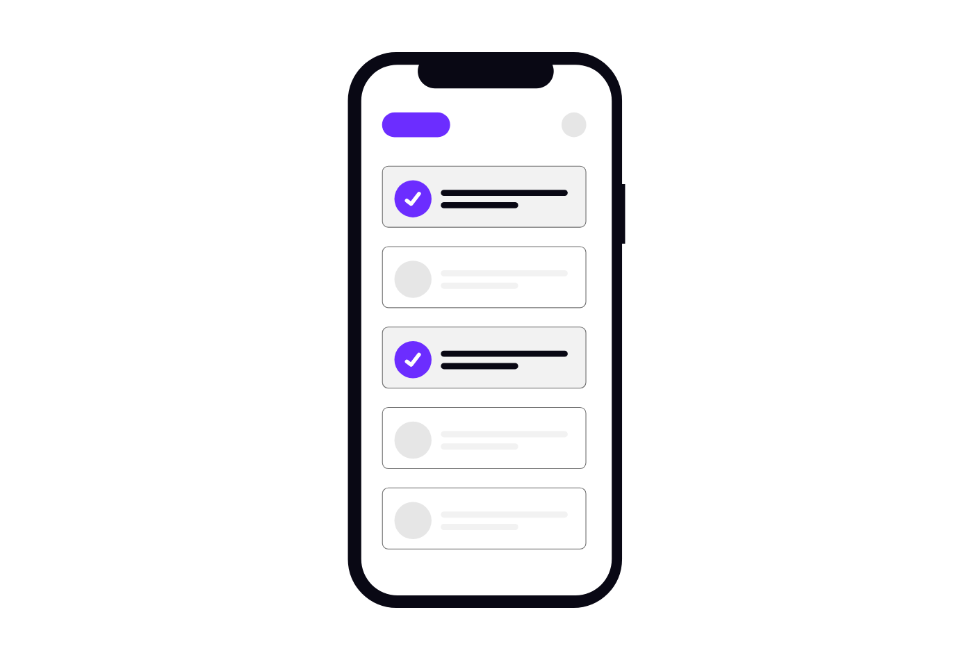 Illustration of a phone screen with a checklist of completed and pending tasks