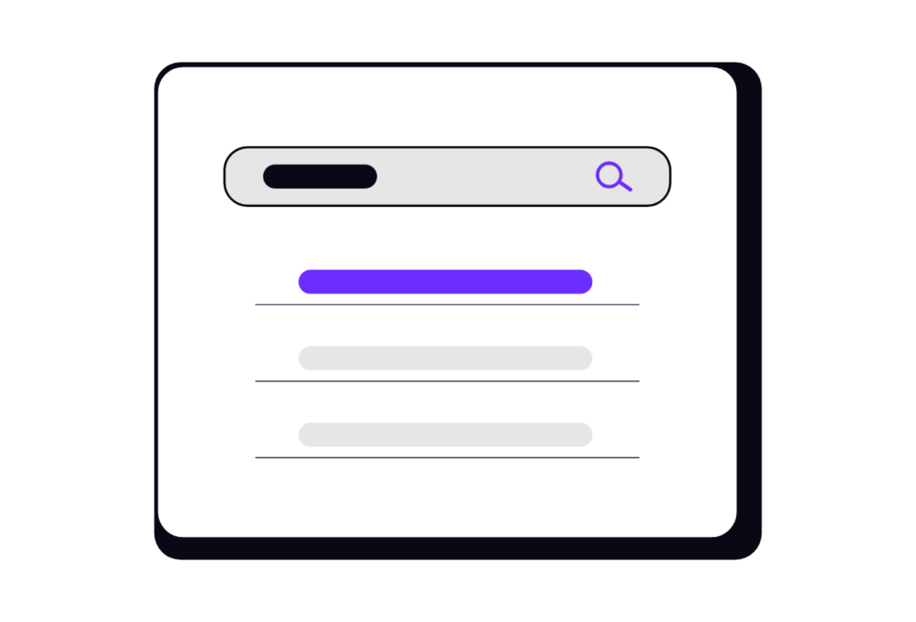 Illustration of a search results page used to compare keywords