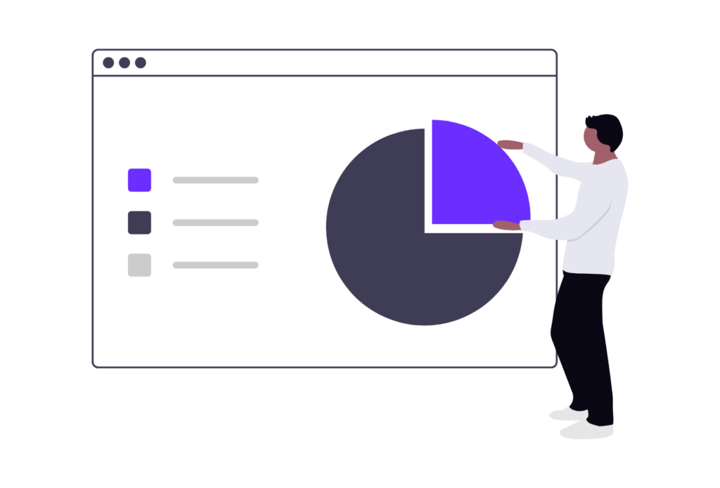 Illustration of a chart split into segments, like keyword clusters
