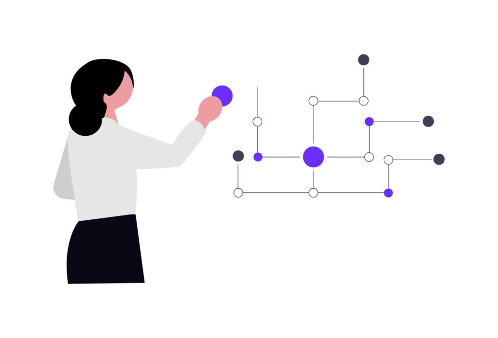 Person connecting points in a network, like anchor text connecting pages