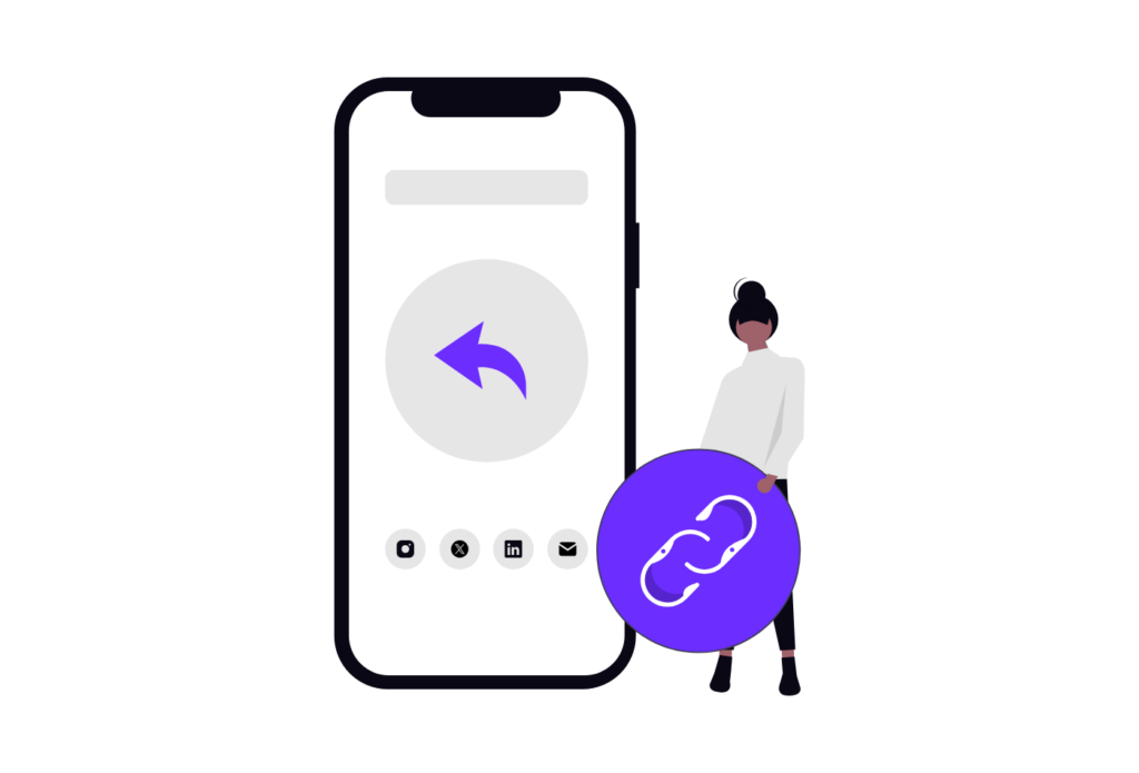 Person sharing a link from a phone