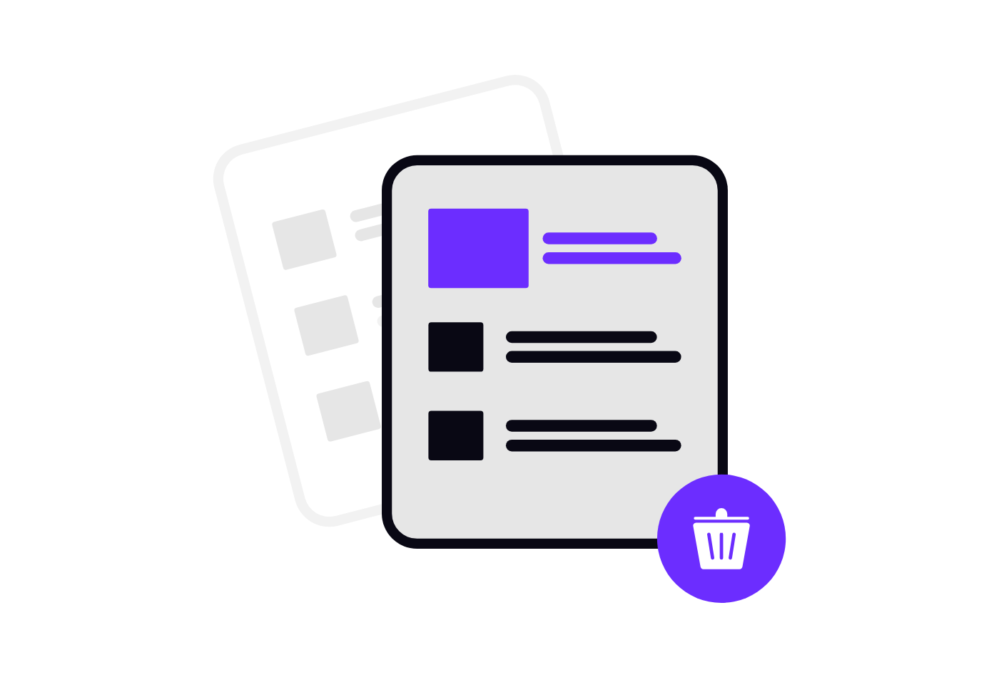 Illustration of a document stack with a delete icon