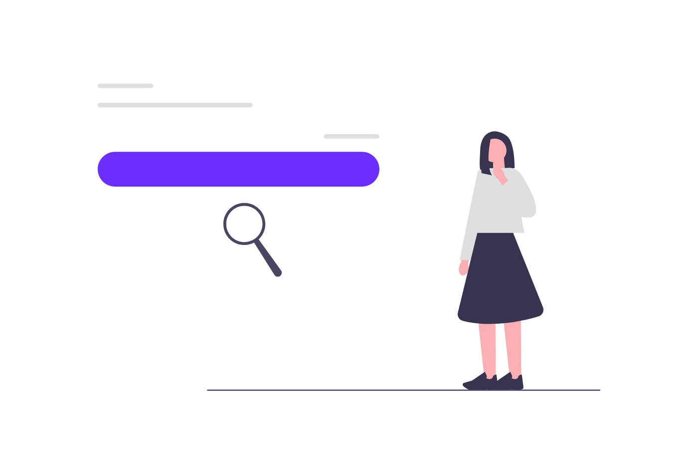 Illustration of a person checking a search bar with a magnifying glass