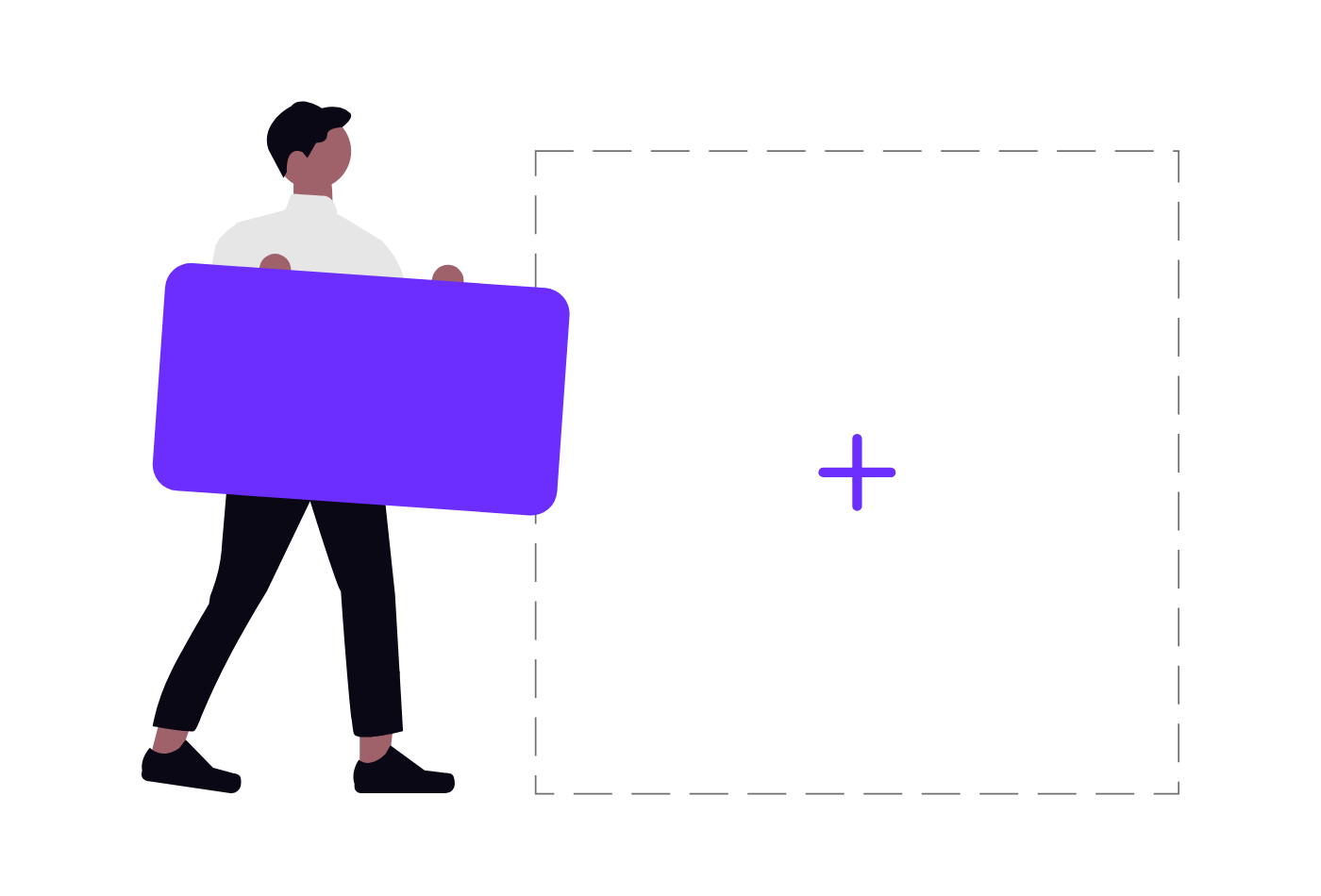 Illustration of a person dragging a new block into an empty page section
