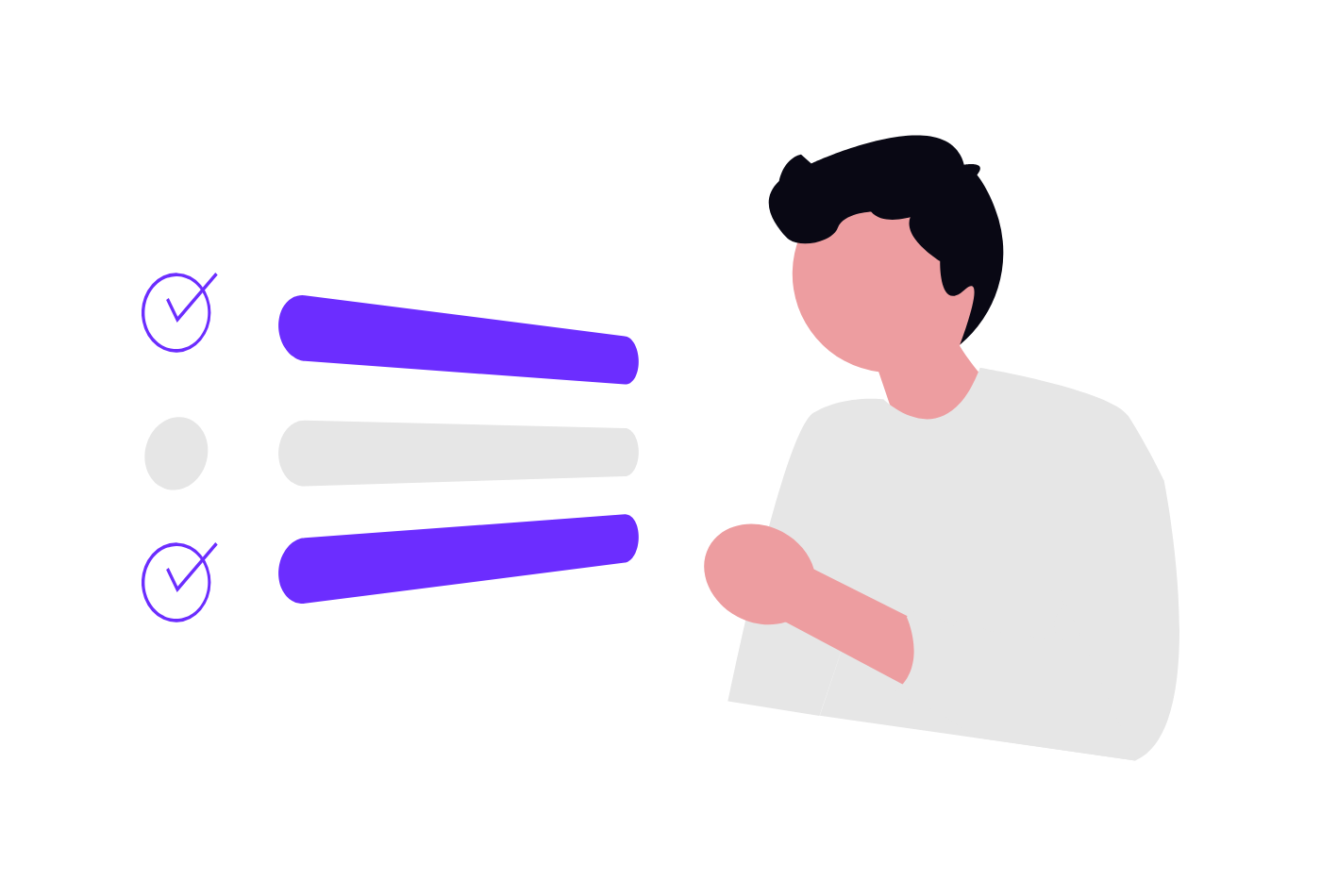 Illustration of a person choosing between options on a checklist