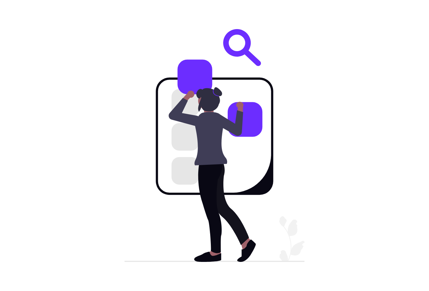 Illustration of a person picking a result from a search results page