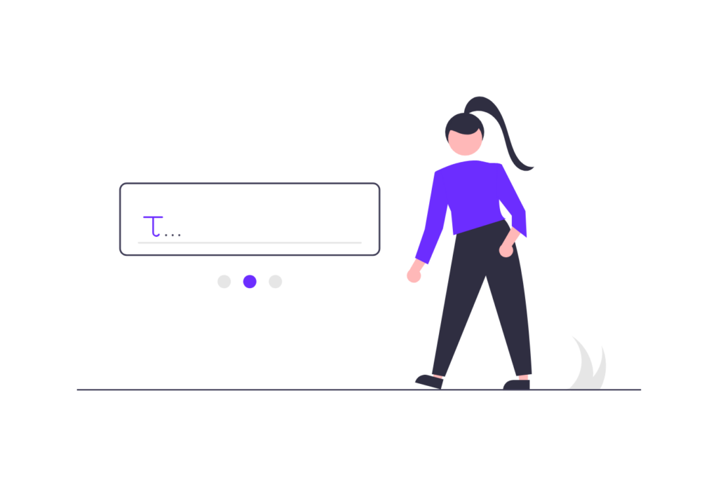 Person next to a text field, writing an SEO title